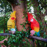 Maxbell Parrot Figurine Bird Statue Tree Ornament for Farmhouse Decor 3.9x5.1x15inch Left Side