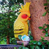 Maxbell Parrot Figurine Bird Statue Tree Ornament for Farmhouse Decor 3.9x5.1x15inch Left Side