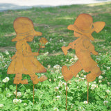 Maxbell Garden Stakes Creative Decorations Boy Girl Silhouette for Lawn Yard Outdoor