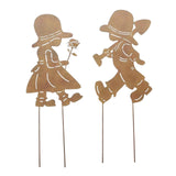 Maxbell Garden Stakes Creative Decorations Boy Girl Silhouette for Lawn Yard Outdoor