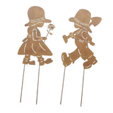 Maxbell Garden Stakes Creative Decorations Boy Girl Silhouette for Lawn Yard Outdoor