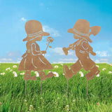 Maxbell Garden Stakes Creative Decorations Boy Girl Silhouette for Lawn Yard Outdoor