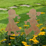 Maxbell Garden Stakes Creative Decorations Boy Girl Silhouette for Lawn Yard Outdoor