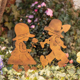 Maxbell Garden Stakes Creative Decorations Boy Girl Silhouette for Lawn Yard Outdoor