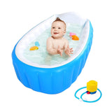 Maxbell Inflatable Baby Bathtub Baby Pool Foldable Portable Shower Basin for Newborn Blue with Foot Pump