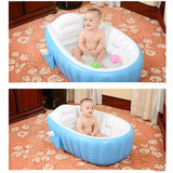 Maxbell Inflatable Baby Bathtub Baby Pool Foldable Portable Shower Basin for Newborn Blue with Foot Pump