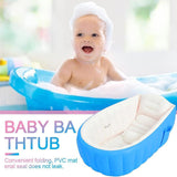 Maxbell Inflatable Baby Bathtub Baby Pool Foldable Portable Shower Basin for Newborn Blue with Foot Pump