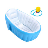 Maxbell Inflatable Baby Bathtub Baby Pool Foldable Portable Shower Basin for Newborn Blue with Foot Pump