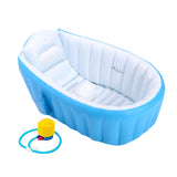 Maxbell Inflatable Baby Bathtub Baby Pool Foldable Portable Shower Basin for Newborn Blue with Foot Pump