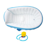 Maxbell Inflatable Baby Bathtub Baby Pool Foldable Portable Shower Basin for Newborn Blue with Foot Pump