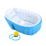 Maxbell Inflatable Baby Bathtub Baby Pool Foldable Portable Shower Basin for Newborn Blue with Foot Pump