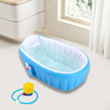 Maxbell Inflatable Baby Bathtub Baby Pool Foldable Portable Shower Basin for Newborn Blue with Foot Pump