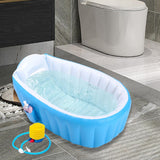 Maxbell Inflatable Baby Bathtub Baby Pool Foldable Portable Shower Basin for Newborn Blue with Foot Pump