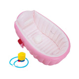 Maxbell Inflatable Baby Bathtub Baby Pool Foldable Portable Shower Basin for Newborn Pink with Foot Pump