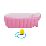 Maxbell Inflatable Baby Bathtub Baby Pool Foldable Portable Shower Basin for Newborn Pink with Foot Pump