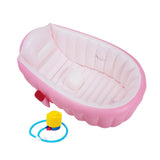 Maxbell Inflatable Baby Bathtub Baby Pool Foldable Portable Shower Basin for Newborn Pink with Foot Pump