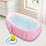 Maxbell Inflatable Baby Bathtub Baby Pool Foldable Portable Shower Basin for Newborn Pink with Foot Pump