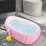 Maxbell Inflatable Baby Bathtub Baby Pool Foldable Portable Shower Basin for Newborn Pink with Foot Pump