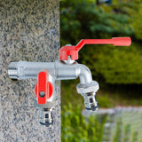 Maxbell Outdoor Faucet Sturdy Wear Resistance with 2 Outlets for Balcony Hotel Lawns Style B