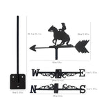 Maxbell Black Horse Riding Weathervane Art Weather Vane for Outdoor Fence Roof Mount