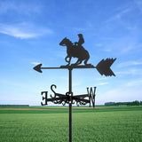 Maxbell Black Horse Riding Weathervane Art Weather Vane for Outdoor Fence Roof Mount