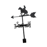 Maxbell Black Horse Riding Weathervane Art Weather Vane for Outdoor Fence Roof Mount