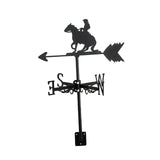 Maxbell Black Horse Riding Weathervane Art Weather Vane for Outdoor Fence Roof Mount