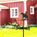 Maxbell Black Horse Riding Weathervane Art Weather Vane for Outdoor Fence Roof Mount