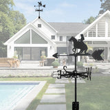 Maxbell Black Horse Riding Weathervane Art Weather Vane for Outdoor Fence Roof Mount