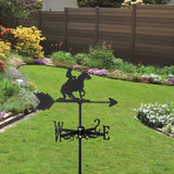 Maxbell Black Horse Riding Weathervane Art Weather Vane for Outdoor Fence Roof Mount