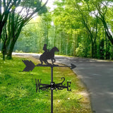 Maxbell Black Horse Riding Weathervane Art Weather Vane for Outdoor Fence Roof Mount