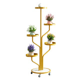 Maxbell Plant Stand with Wheels Flower Stand for Garden Balcony Indoor Outdoor Golden