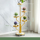 Maxbell Plant Stand with Wheels Flower Stand for Garden Balcony Indoor Outdoor Golden