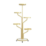Maxbell Plant Stand with Wheels Flower Stand for Garden Balcony Indoor Outdoor Golden