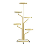 Maxbell Plant Stand with Wheels Flower Stand for Garden Balcony Indoor Outdoor Golden