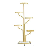 Maxbell Plant Stand with Wheels Flower Stand for Garden Balcony Indoor Outdoor Golden