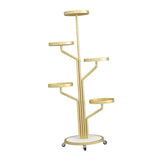Maxbell Plant Stand with Wheels Flower Stand for Garden Balcony Indoor Outdoor Golden
