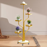 Maxbell Plant Stand with Wheels Flower Stand for Garden Balcony Indoor Outdoor Golden