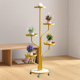 Maxbell Plant Stand with Wheels Flower Stand for Garden Balcony Indoor Outdoor Golden