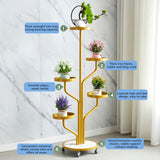 Maxbell Plant Stand with Wheels Flower Stand for Garden Balcony Indoor Outdoor Golden