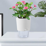 Maxbell Self Watering Flower Pot Lightweight Versatile with Holes for Indoor Outdoor White