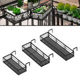 Maxbell Hanging Railing Planter Shelf Basket Iron Plant Stand for Patio Fence Garden 80cm