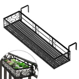 Maxbell Hanging Railing Planter Shelf Basket Iron Plant Stand for Patio Fence Garden 80cm