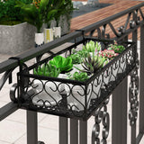 Maxbell Hanging Railing Planter Shelf Basket Iron Plant Stand for Patio Fence Garden 80cm