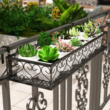 Maxbell Hanging Railing Planter Shelf Basket Iron Plant Stand for Patio Fence Garden 80cm