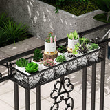 Maxbell Hanging Railing Planter Shelf Basket Iron Plant Stand for Patio Fence Garden 80cm