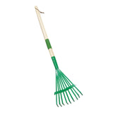 Maxbell Garden Rake 9 Tines Yard Rake Quick Clean up Leaf Rake for Garden Shrub Yard Green