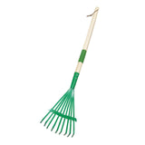 Maxbell Garden Rake 9 Tines Yard Rake Quick Clean up Leaf Rake for Garden Shrub Yard Green