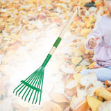 Maxbell Garden Rake 9 Tines Yard Rake Quick Clean up Leaf Rake for Garden Shrub Yard Green