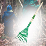 Maxbell Garden Rake 9 Tines Yard Rake Quick Clean up Leaf Rake for Garden Shrub Yard Green
